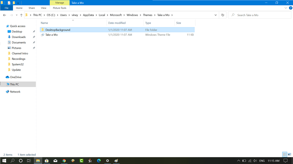 desktopbackground folder in windows 10 file explorer