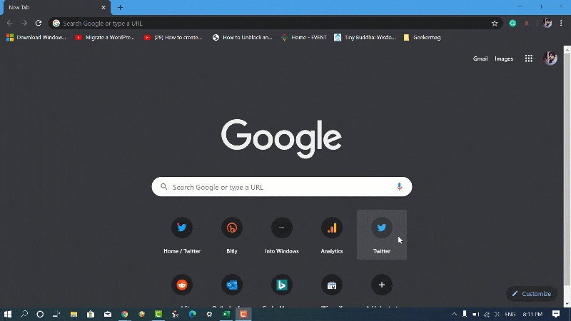 real search box in chrome
