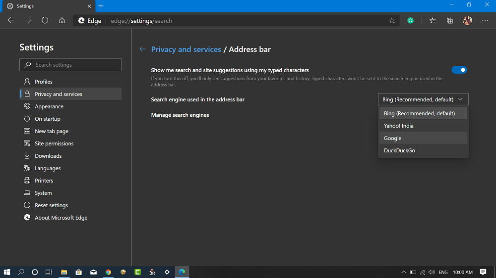 Make Google Default Search Engine in Microsoft Chromium Edge - 33