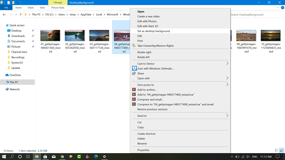 Set One Wallpaper of Windows 10 Theme as Permanent Wallpaper - 4