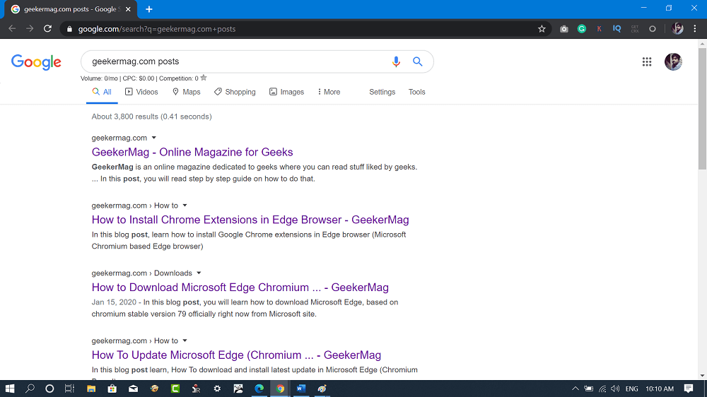 make google default search engine windows 10