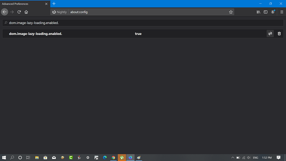 set firefox config value dom.image-lazy-loading.enabled from false to true