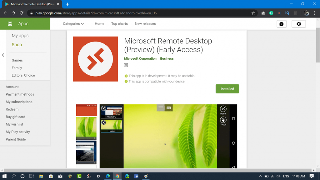 Microsoft Remote Desktop App Early Access for Android  Preview  - 85