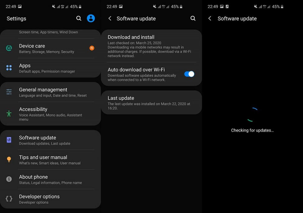 download and install update galaxy s10