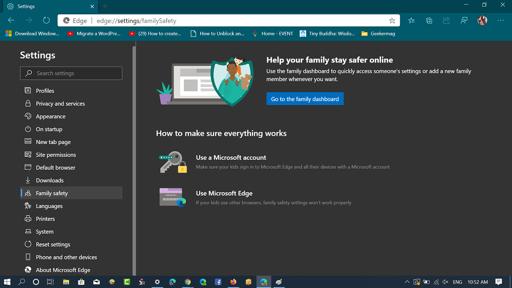 family safety tab in microsoft edge