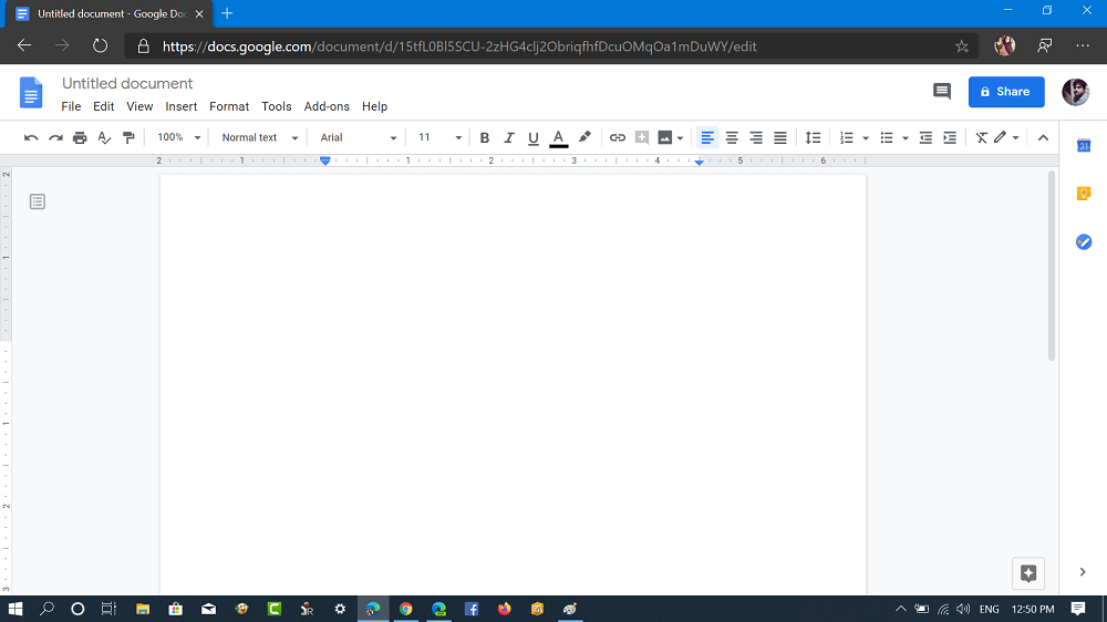 google docs text editor in microsoft edge