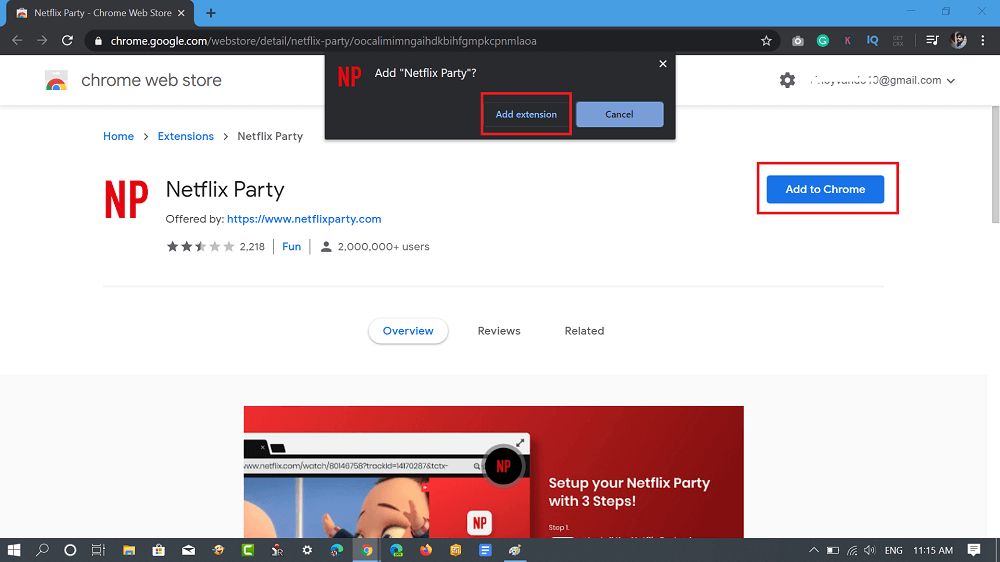 Install netflix party in chrome browser