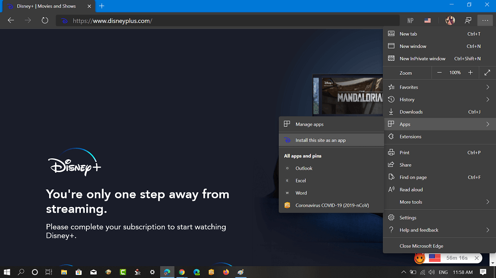 Use Microsoft Edge to Create   Install Disney  App for Windows 10 - 77