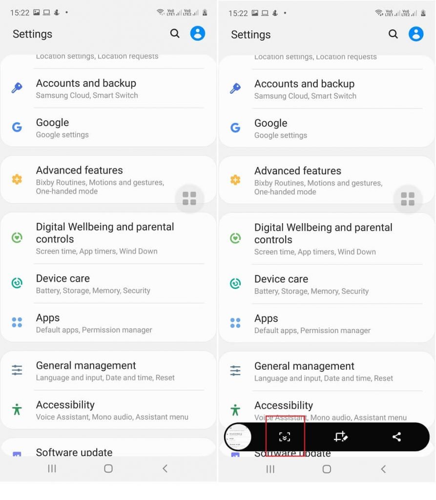 how to take long screenshot in samsung galaxy a51