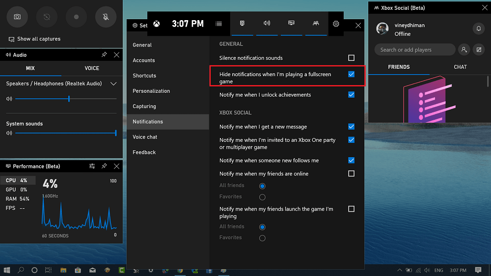 xbox app notifications not working windows 10