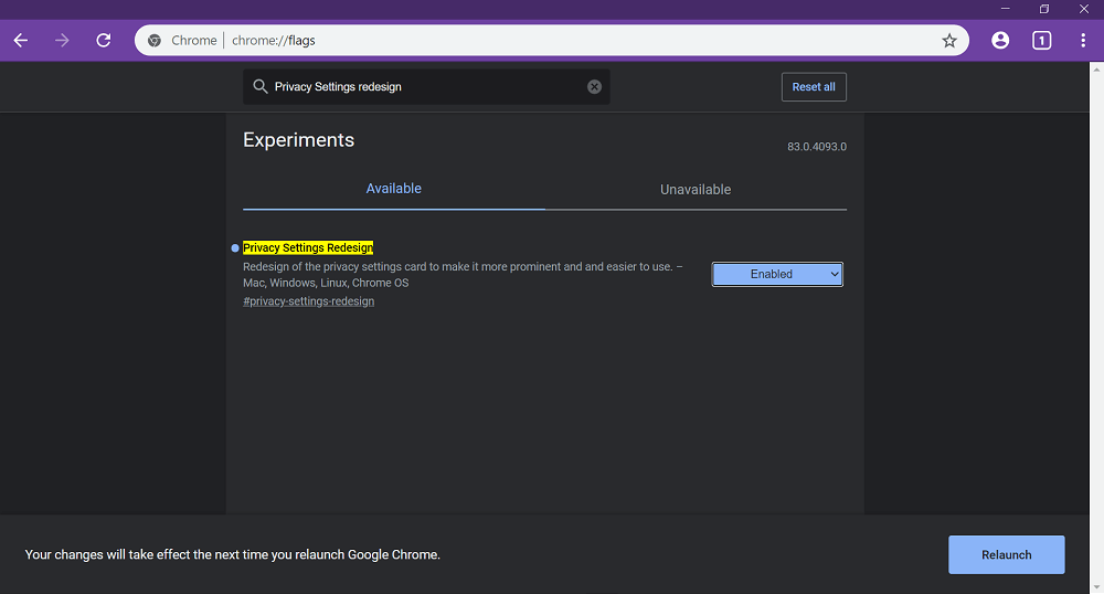 Google Chrome Privacy Settings Redesign flag 