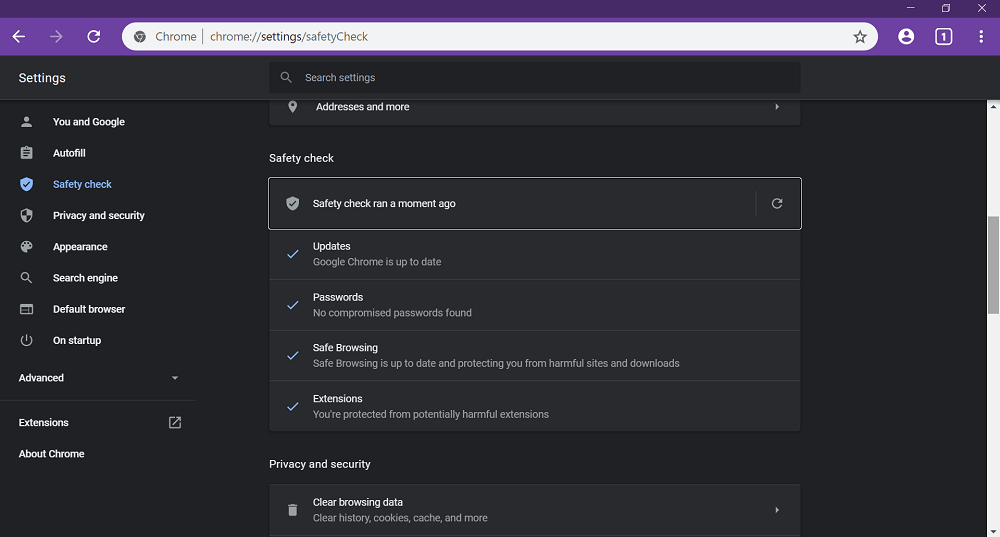 safety check results