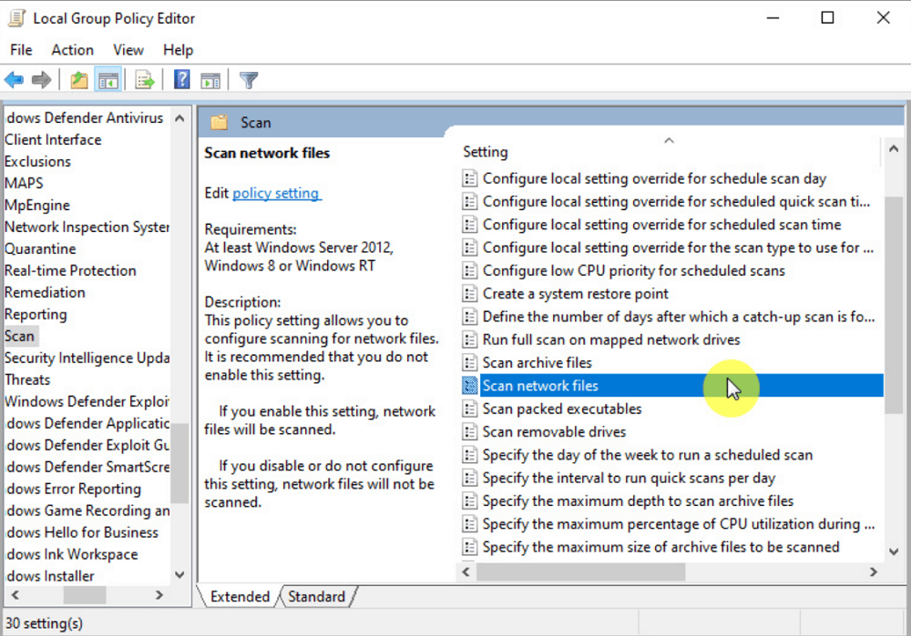 Scan network files