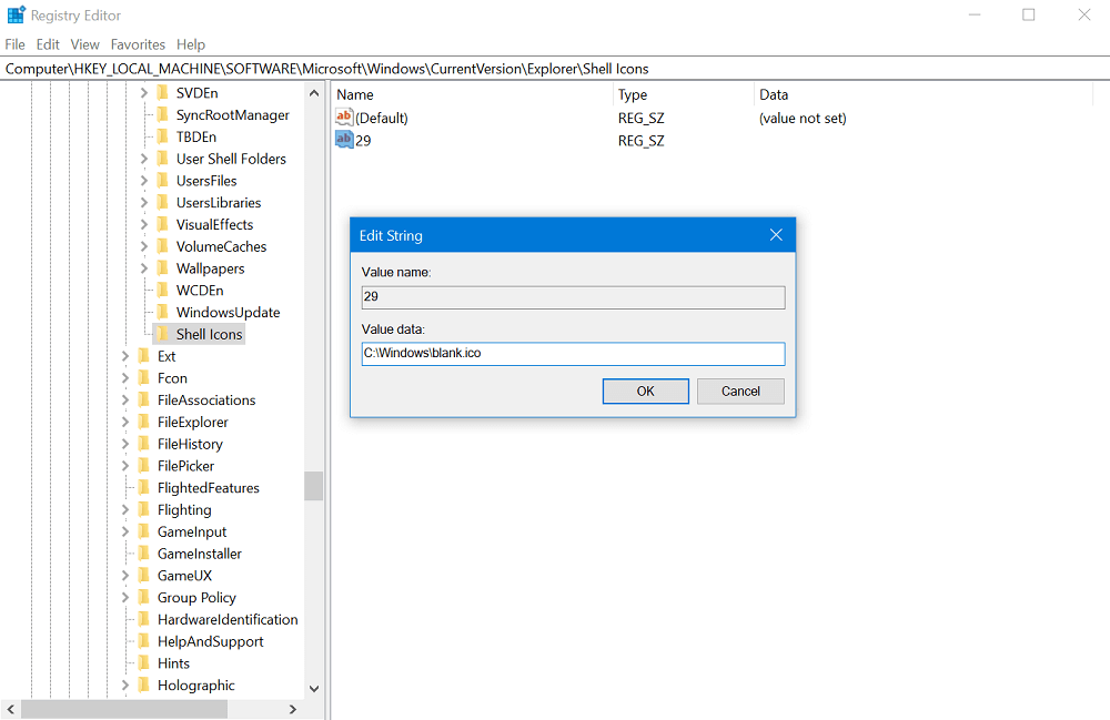 set string value data in windows 10