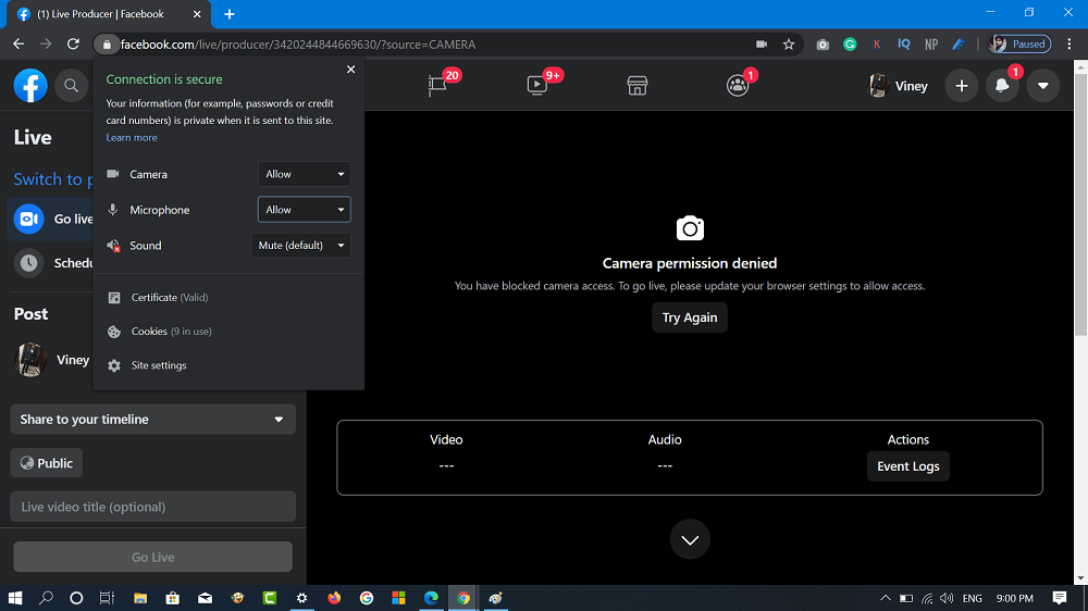 Fix   Facebook Live  Camera Access Denied   Permission Denied  Error in Chrome - 39