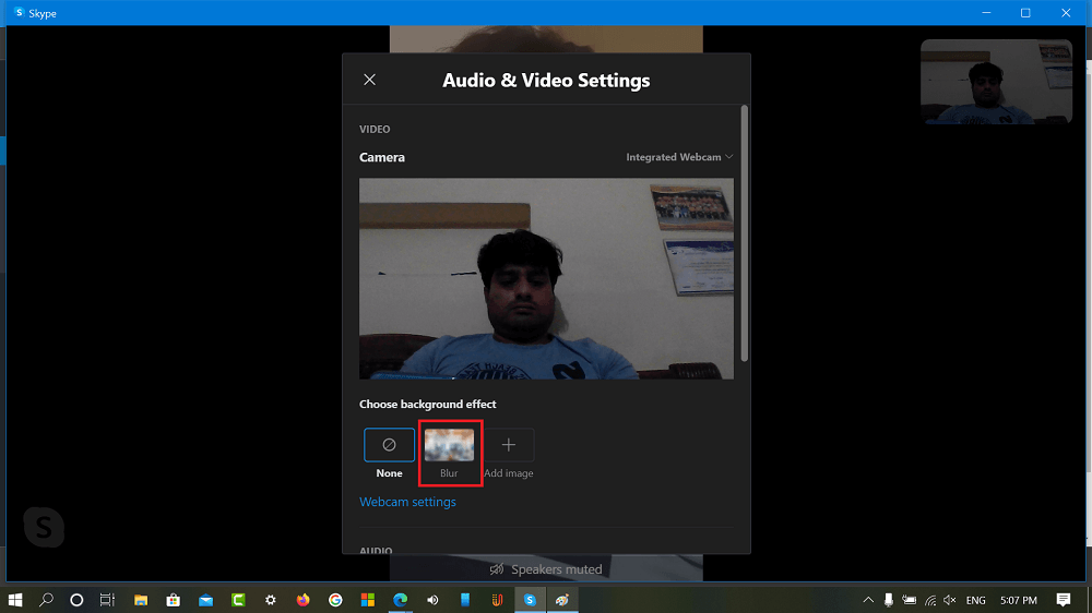 Blur option in Audio and video settings 