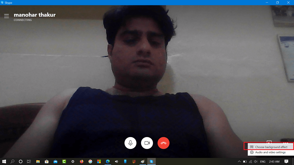 Change background effect option in skype