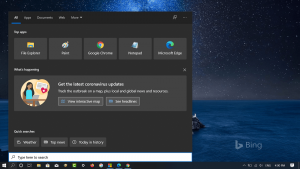 get latest update about coronavirus from windows 10 search
