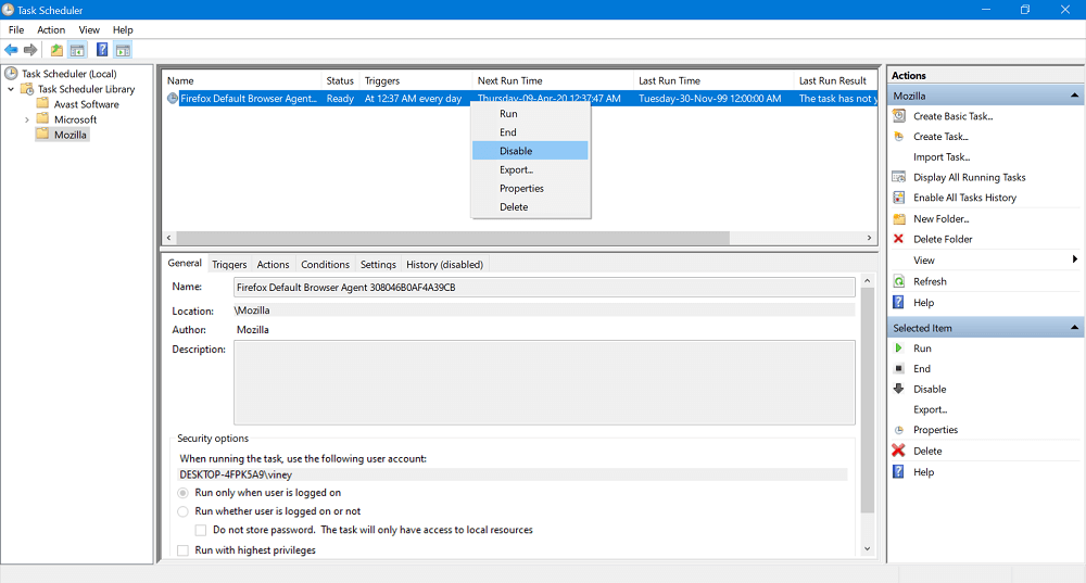 Disable Default Browser Agent Task in Mozilla Firefox v75 - 43