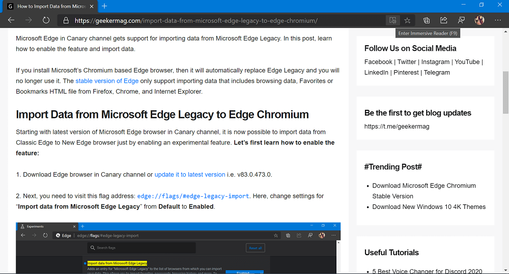 Immersive Reader Mode in Microsoft Edge Browser   How to Open   Use - 10