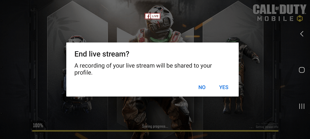 facebook gaming app - end live stream