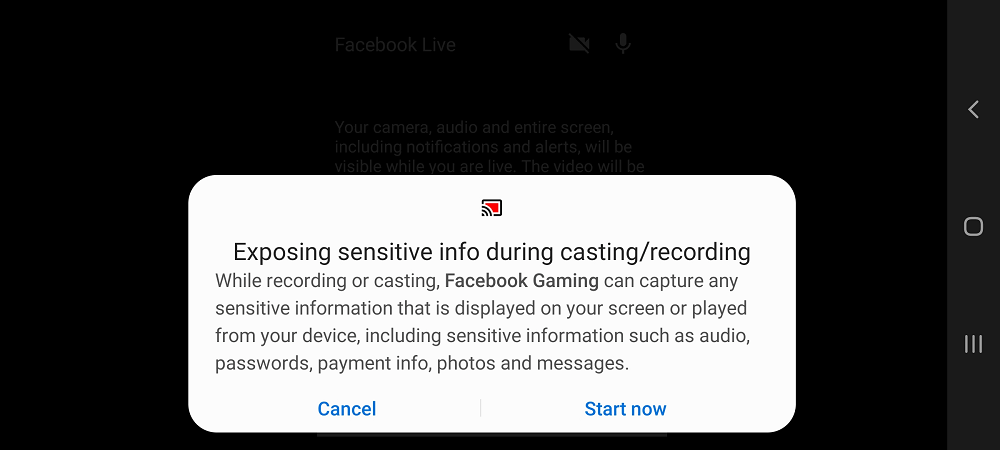 Exposing sensitive information during casting/recording appear