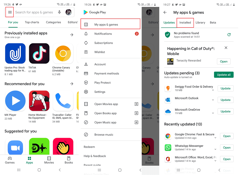 google play my apps and games library