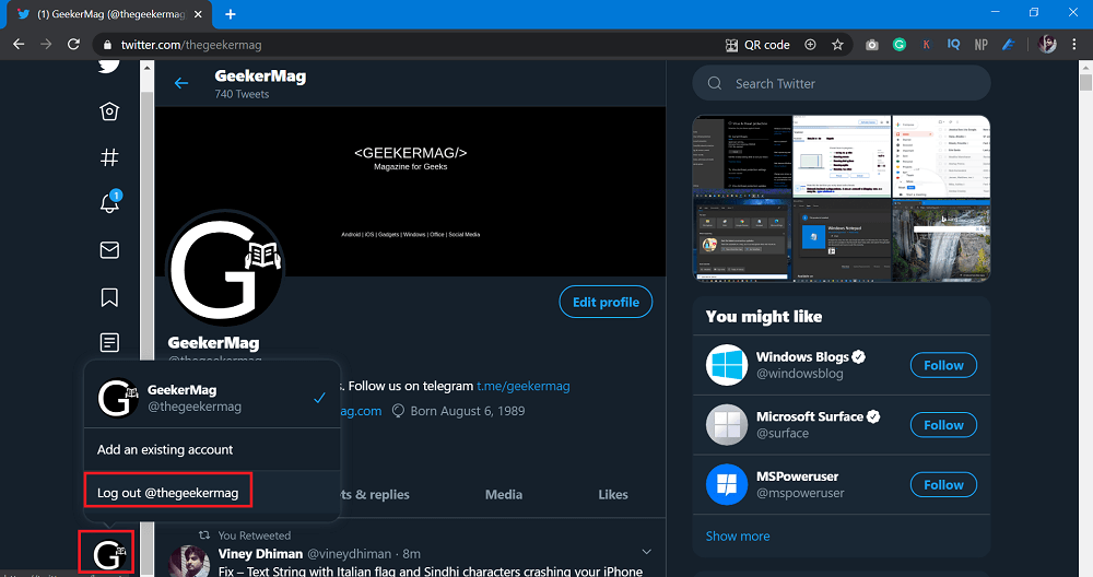 How do I Logout my Account from Twitter  New Redesign  - 95