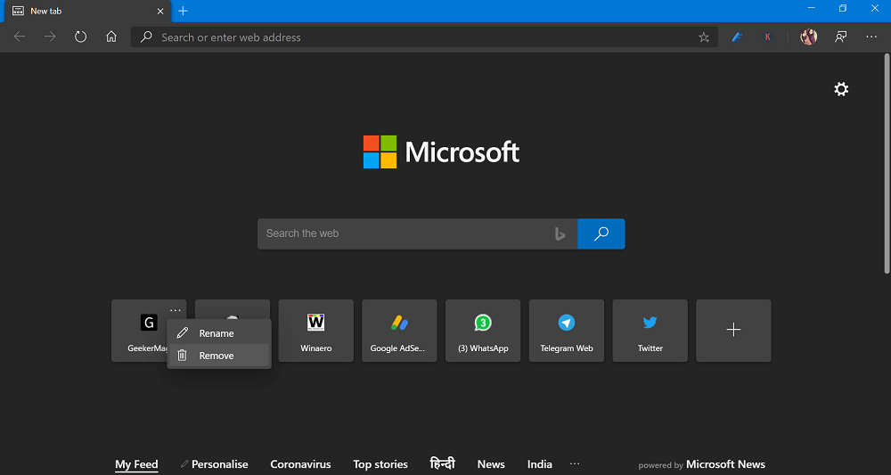 how to disable microsoft edge start page