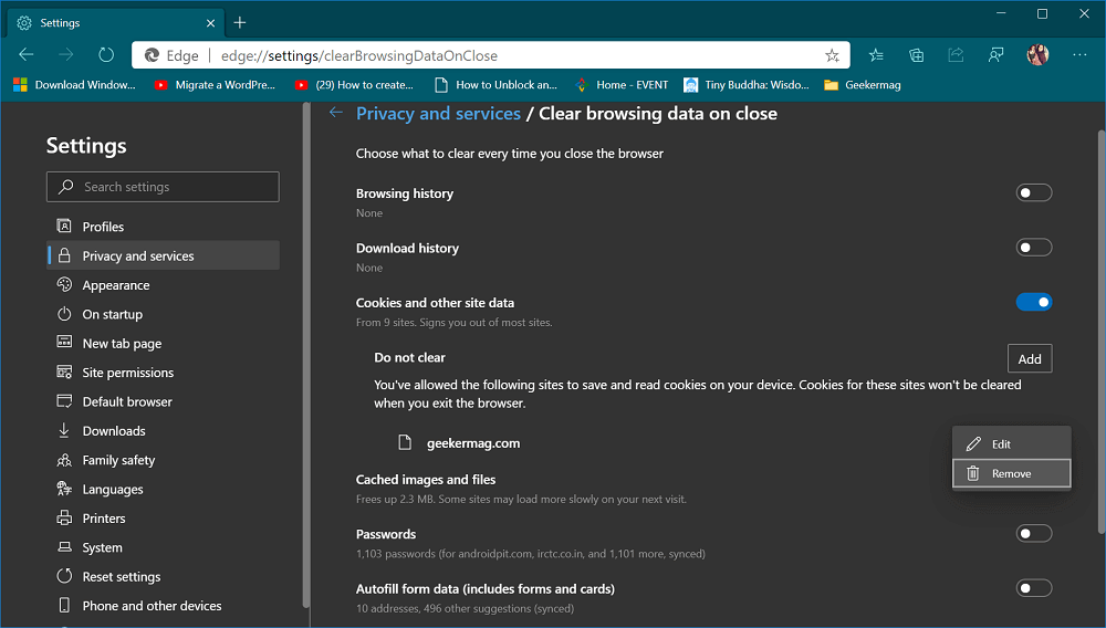 How to Keep Cookies for Specific Sites When Close Microsoft Edge - 35