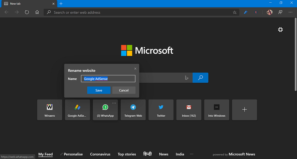 How to do New Tab Page Layout Customization in Microsoft Edge Chromium - 88