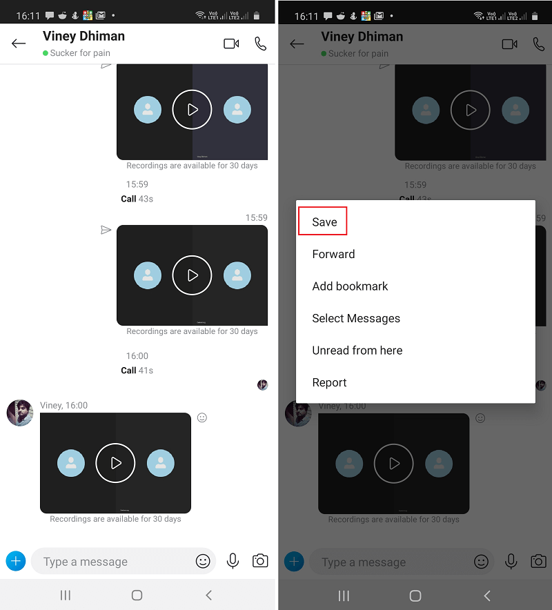 Save skype recording to android and iOS device