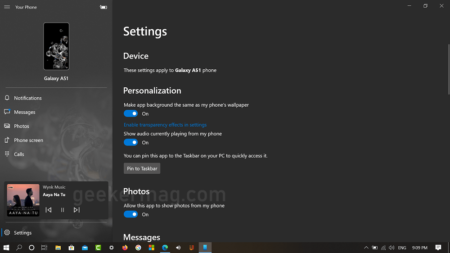 Control your Music & Audio from within Your Phone app in Windows 10