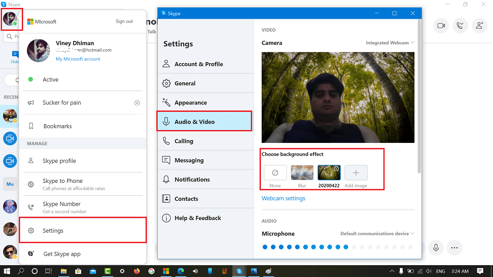 skype settings