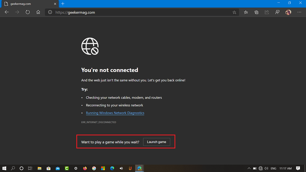 Microsoft Edge - want to play the game while you wait