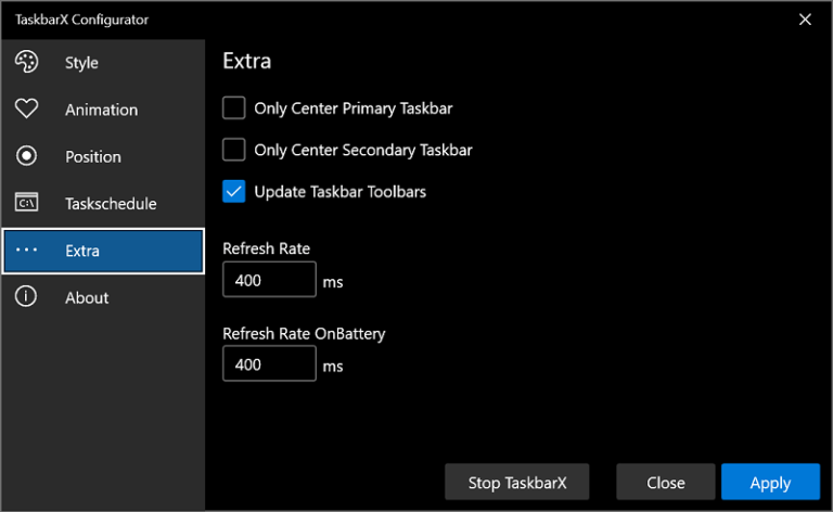 taskbarx not centering icons
