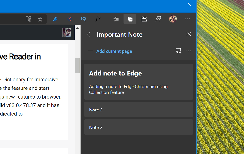 How to Add Notes in Microsoft Edge Chromium using Collections feature