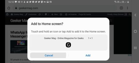 Fix - Add to Home screen is not working in Chrome for Android