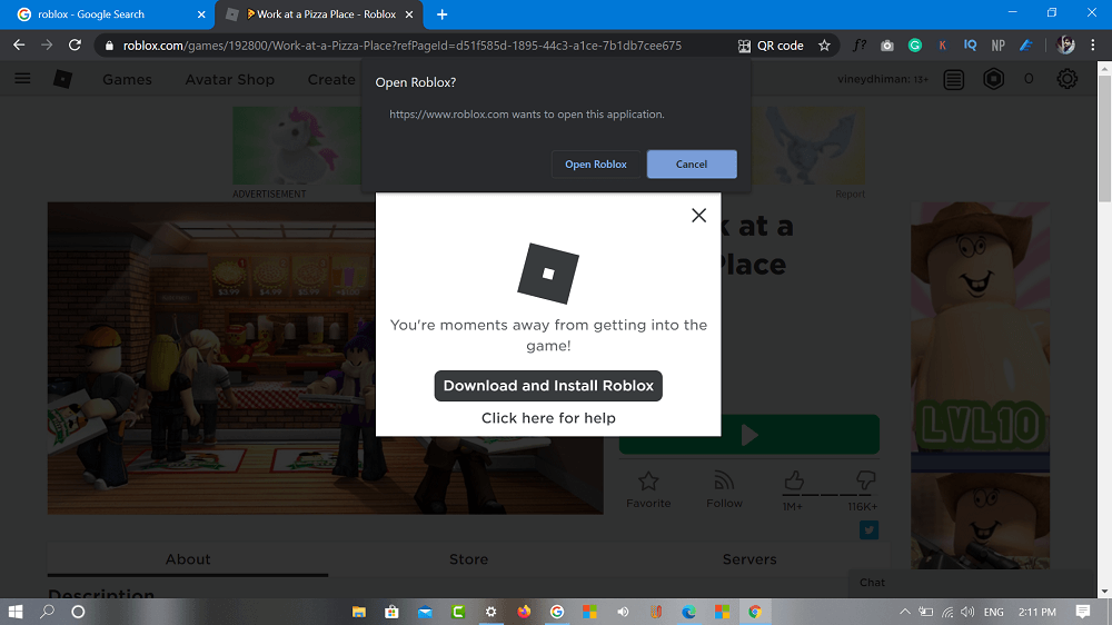 roblox website not loading chrome