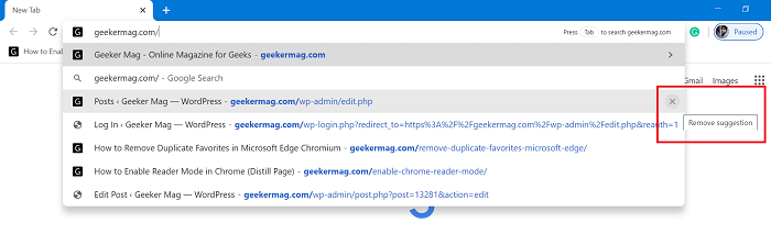 How to Delete Unwanted Autofill URL in Google Chrome Address Bar - 97