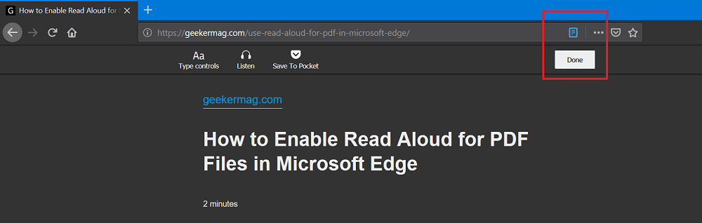 Exit reader mode in firefox ui 2020