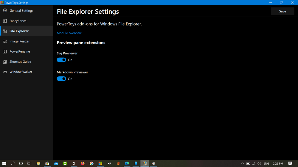 Windows 10 Powertoys File Explorer settings