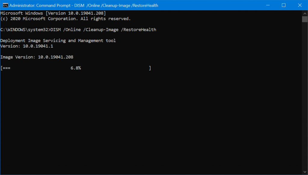 repairing Windows 10 System image using DISM tool