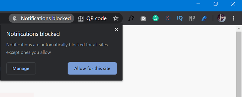 Chrome notifications blocked