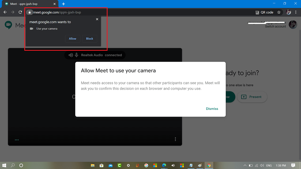 Fix   Google Meet Camera not working in Video Meeting in Chrome - 52