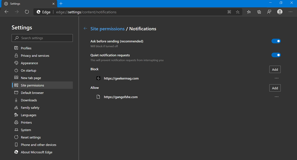 How To Use Quiet Notification Requests Feature In Microsoft Edge ...