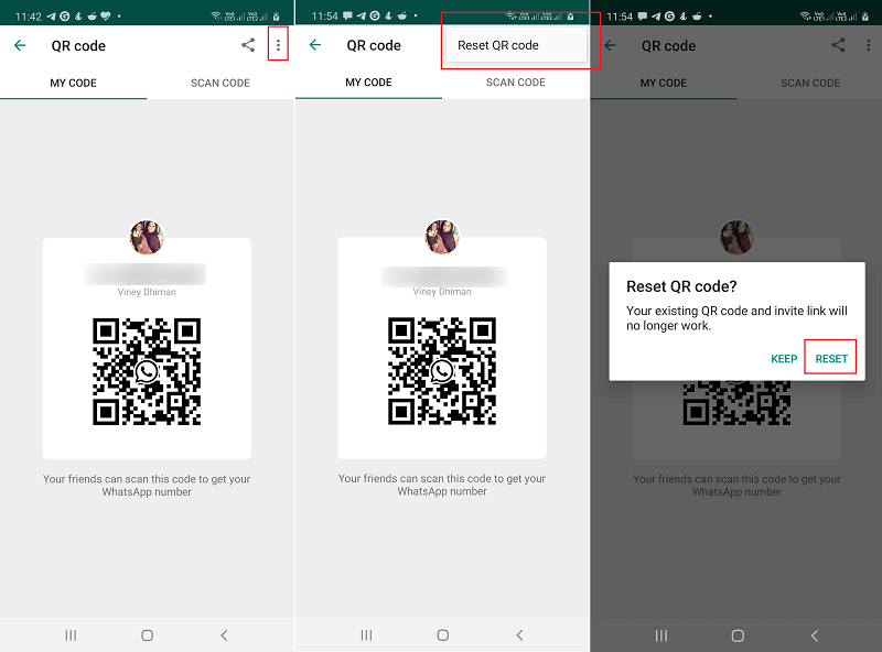 Reset QR Code in WhatsApp