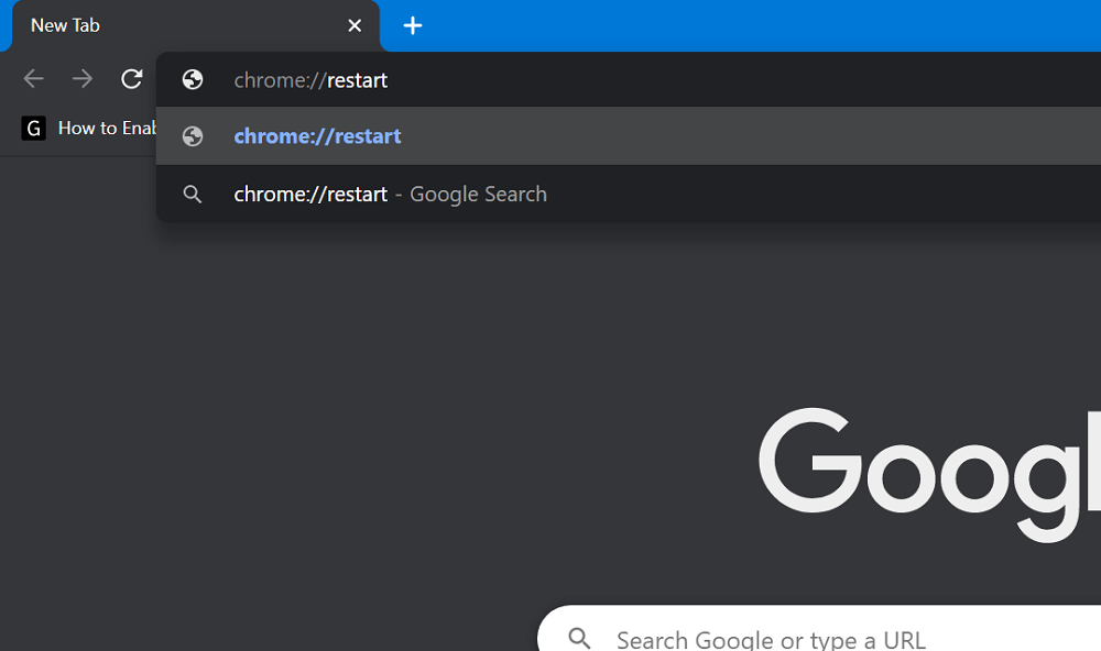 restart chrome browser