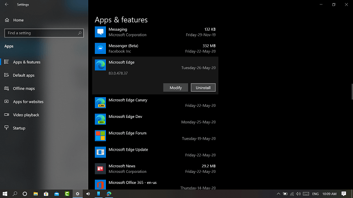 uninstall microsoft edge chromium in windows 10
