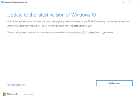 Update PC to latest version using Windows 10 update assistant